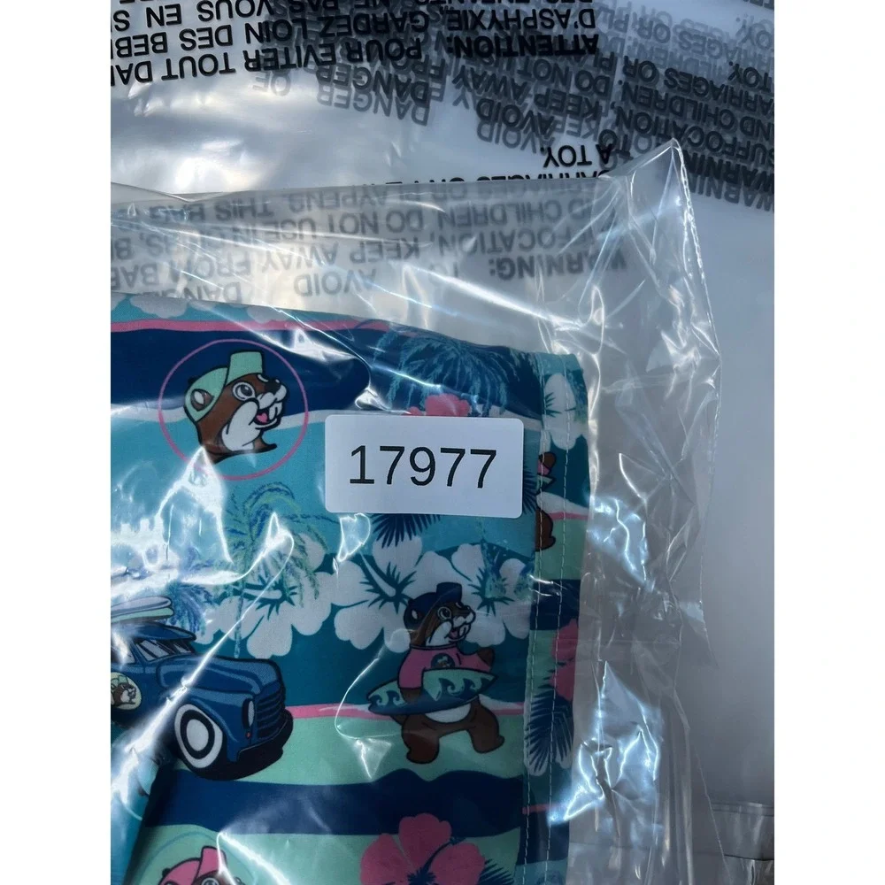 Bucees Swim Trunks Boys YS Blue Green Beaver‎ Surf Tropical Beach Board Shorts